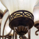 Lampadario in acciaio con 9 diffusori in vetro per salotto in stile classico