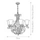 Lampadario medio classico in acciaio con diffusori in vetro a 6 luci