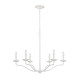 Lampadario moderno grande in acciaio con diffusori senza paralumi a 6 luci