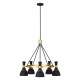 Lampadario moderno in acciaio altezza regolabile con 5 diffusori in acciaio