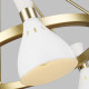 Lampadario moderno in acciaio altezza regolabile con 5 diffusori in acciaio