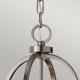 Lampadario moderno in acciaio con diffusore rotondo in vetro a 4 luci