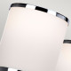 Lampadario moderno in acciaio con diffusori in vetro a 5 luci