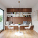 Lampadario moderno medio con struttura in acciaio con 6 diffusori