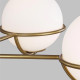 Lampadario moderno struttura in acciaio con 5 diffusori in vetro a boccia
