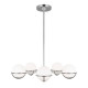 Lampadario moderno struttura in acciaio con 5 diffusori in vetro a boccia