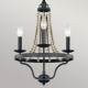 Lampadario piccolo classico in acciaio con dettagli in legno a 3 luci
