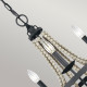 Lampadario piccolo classico in acciaio con dettagli in legno a 3 luci