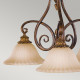 Lampadario piccolo classico in acciaio con diffusori in vetro a 3 luci