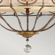 Lampadario rotondo grande rustico in acciaio con diffusori in vetro a 4 luci