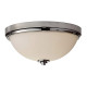 Plafoniera per bagno struttura in acciaio con diffusore in vetro con 2 lampadine