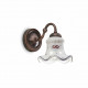 Applique rustica con struttura in metallo e paralume in ceramica dipinta a mano