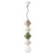 Lampada a sospensione 4 elementi misti in ceramica diffusore pendente in vetro