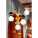 Lampada a sospensione in ceramica con singolo diffusore pendente in vetro
