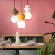 Lampada a sospensione in ceramica con singolo diffusore pendente in vetro