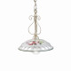 Lampada a sospensione rustica con diffusore in ceramica decorato a mano