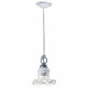 Lampada a sospensione rustica con struttura in metallo e paralume in ceramica