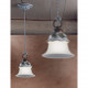 Lampada a sospensione rustica in ceramica decorata a mano e diffusore in vetro