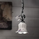 Lampada a sospensione rustica in metallo paralume in ceramica decorato a mano