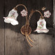 Lampada da parete rustica con doppio paralume in ceramica decorato a mano