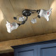 Lampada da soffitto rustica con doppio diffusore in ceramica decorato a mano
