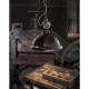 Lampada sospensione in metallo dal design industrial con diffusore in ceramica