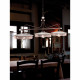Lampadario in metallo con tre diffusori in ceramica dal design rustico