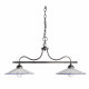 Lampadario rustico con struttura in metallo e due diffusori in ceramica