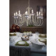 Lampadario rustico in metallo con 12 braccia in ceramica decorata a mano