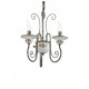 Lampadario rustico in metallo con 3 braccia in ceramica decorata a mano