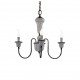 Lampadario rustico in metallo con 3 braccia in ceramica decorate a mano
