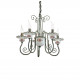 Lampadario rustico in metallo con 5 braccia in ceramica decorata a mano