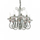 Lampadario rustico in metallo con 8 braccia in ceramica decorata a mano