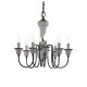 Lampadario rustico in metallo con 8 braccia in ceramica decorate a mano