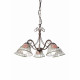 Lampadario rustico in metallo con cinque diffusori in ceramica decorati a mano
