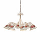 Lampadario rustico in metallo con otto diffusori in ceramica decorati a mano
