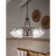 Lampadario rustico in metallo e ceramica decorata a mano con diffusori in vetro