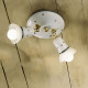 Plafoniera rustica in ceramica decorata a mano con 2 paralumi in vetro