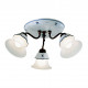 Plafoniera rustica in metallo e ceramica decorata a mano con diffusori in vetro