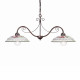 Lampadario rustico in metallo con diffusori in ceramica decorati a mano