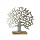 Scultura albero della vita in alluminio con base in legno