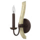 Applique a parete rustica in acciaio a 1 luce con inserto in legno massiccio