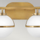 Lampada a parete in acciaio 2 diffusori in vetro semitrasparente design moderno