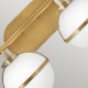 Lampada a parete in acciaio 2 diffusori in vetro semitrasparente design moderno