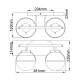 Lampada a parete in acciaio 2 diffusori in vetro semitrasparente design moderno