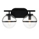 Lampada a parete in acciaio 2 diffusori in vetro trasparente design moderno