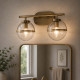Lampada a parete in acciaio 2 diffusori in vetro trasparente design moderno