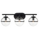 Lampada a parete in acciaio 3 diffusori in vetro trasparente design moderno