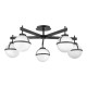 Lampada a soffitto per bagno in acciaio e 5 diffusori a boccia in vetro opalino