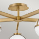 Lampada a soffitto per bagno in acciaio e 5 diffusori a boccia in vetro opalino